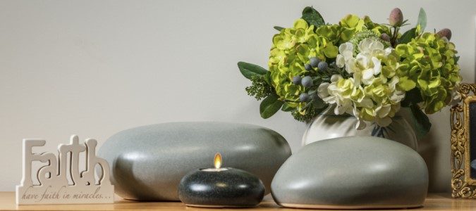 Eternity Pebble Urn for XL Adult on display in the home. Never Forget.
